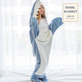 Shark Blanket Hoodie Onesie Adult Kid Cozy Shark Hoodie Blanket - Soft Flannel Wearable Sleeping Bag, Machine Washable (Color: Gray Blue, Length: 190CM)